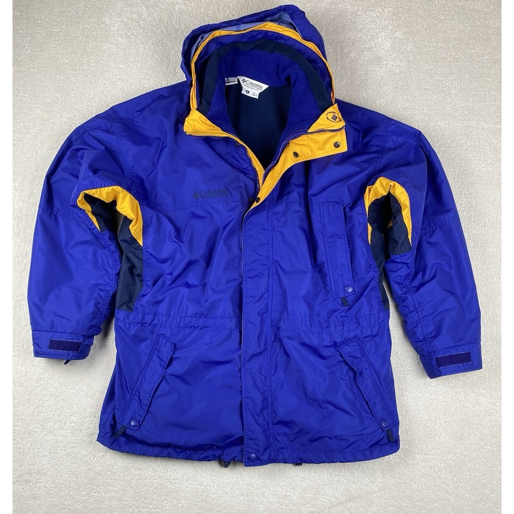 Vintage Columbia 3 in 1 Jacket Mens XL Blue Orange Fleece Interchange Hooded 90s